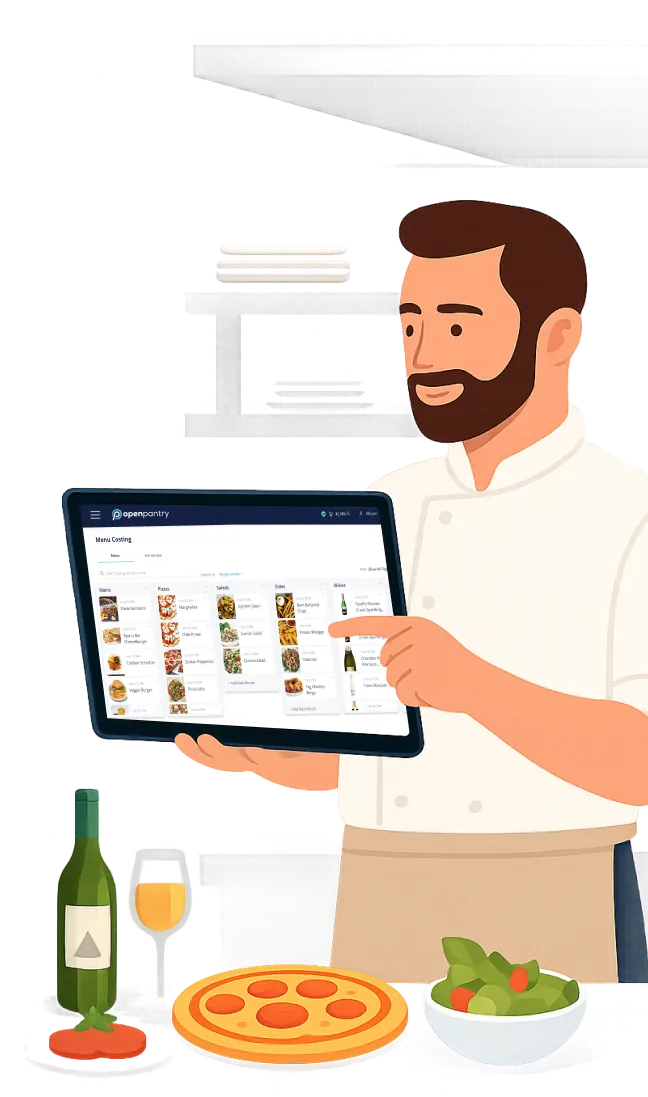 menu profit dashboard — live food cost and profit per dish